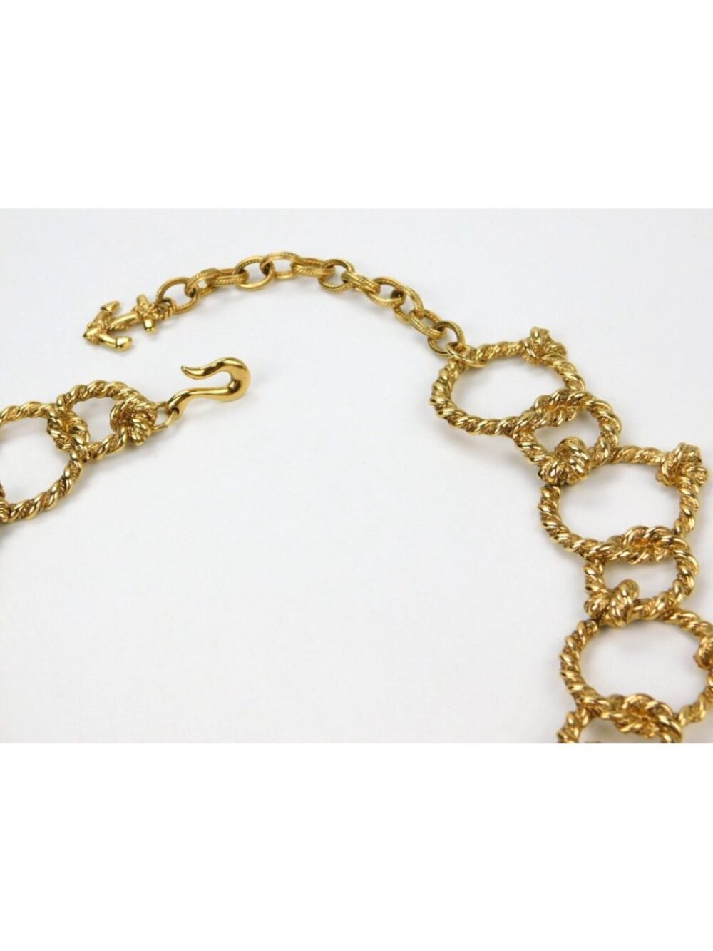 Kenneth Jay Lane KJL Rope Nautical Knot Gold Tone Statement Collar Necklace - Picture 4 of 7